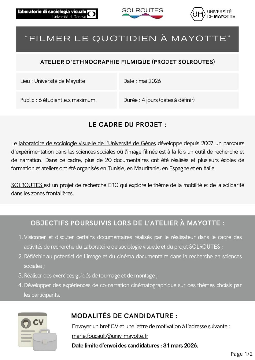 Atelier Ethnographie filmique